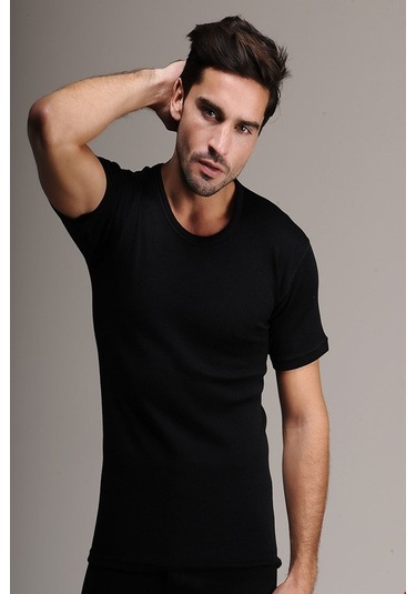 Siyah Doğal Termal Yün Erkek Fanila 001