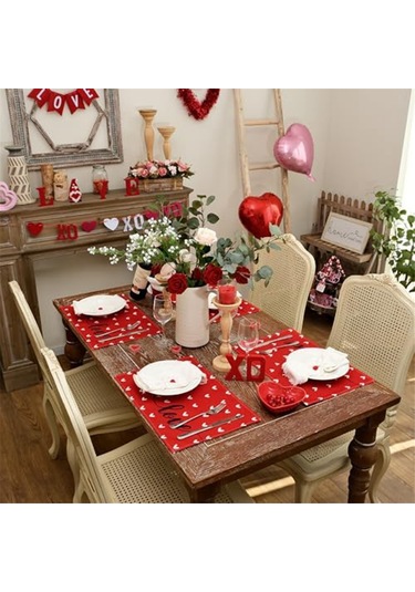 Xiaaokeji Sevgililer Günü Masa Örtüleri, Ev Partileri İçin Mutfak Masa Örtüsü, 8 Adet Diğer