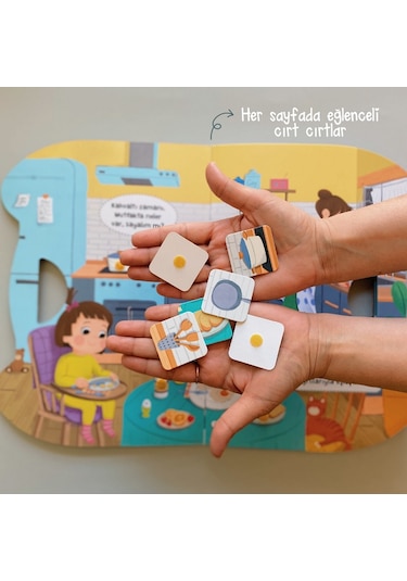 Bebeğimle Bir Gün - Cırt Cırtlı Etkinlik Kitabım - 2 Yaş ve Üzeri - Ayşenur K. Peltek - Bi Kutu Oyun Yayınevi