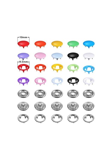 Pense Aracı + 100 Takım 10 Renk Metal Dikiş Düğmeleri İçi Boş Katı