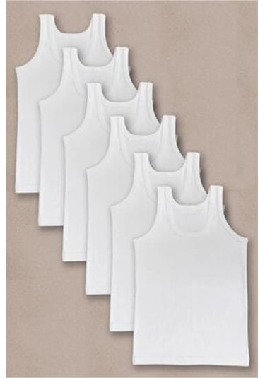 Tezzgelsin Erkek Çocuk Pamuklu Penye 6'lı Beyaz Atlet