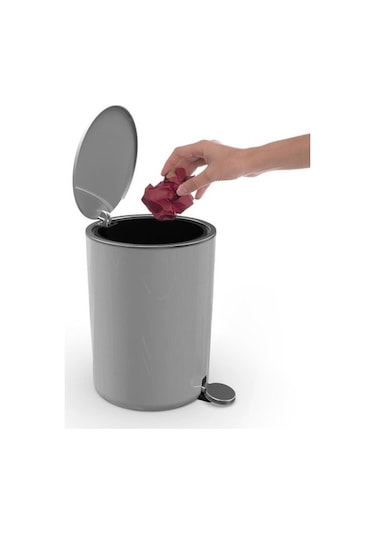 Primanova Lenox Gri Pedallı Çöp Kovası 5 Litre M-E66-07