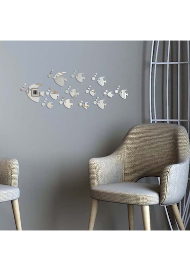 Springsun 13'lü Akrilik Akvaryum Balığı Yansıtıcı Duvar Sticker Seti - Ev Dekorasyonu, Hafif, Kaldırılabilir, Çeşitli Duvar Türlerine Uygun Çok Renkli