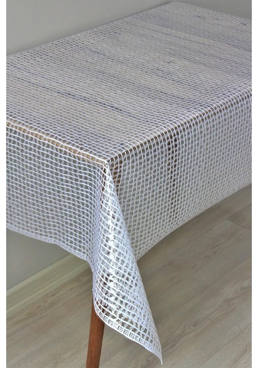 Pvc Şeffaf Kaplama Silinebilir Masa Örtüsü Örgü Hasır Beyaz