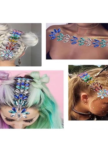 Qingmipy Yüz, Saç Ve Vücut İçin Otomatik Yapışkan Pırlanta Dekorasyon Tek Parça - Pembe Akrilik, Tüm Renkli Etkinlikler İçin Parlak Görünüm