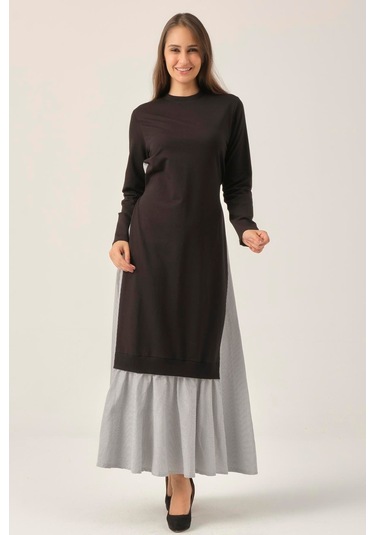 Kadın Siyah Toka Detaylı Maxi Boy Elbise Dm91006 Siyah