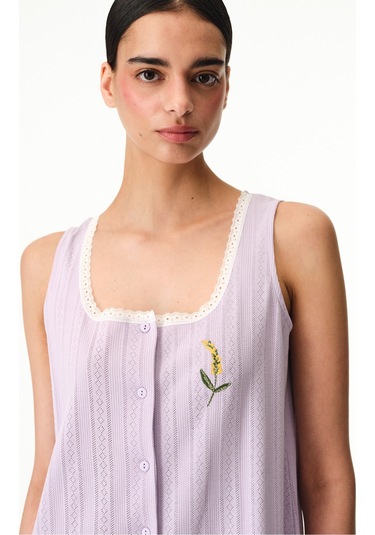 Penti Lila Blossom Solid Pamuklu Gecelik