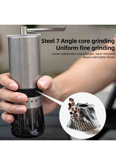 Manuel Kahve Çekirdeği Öğütücü Cnc Paslanmaz Çelik Gümüş Gümüş