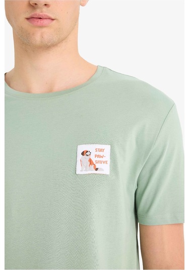 Defacto Pijama Takımı Baskılı Kısa Kollu Üst Şort F6184ax25spgn1107 Yeşil