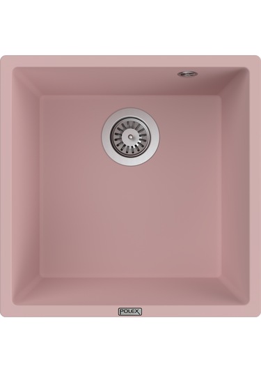 Polex Cristalüx Granit Evye P-X40 Pembe Tezgah Altı Ve Tezgah Üstü Kare Mutfak Evyesi 53.8x44 CM