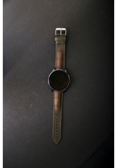 Hakiki Deri 22mm Akıllı Pimli Saat Kordonu Haki