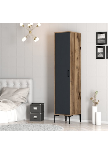 Variant Kumsal 1 Kapılı S Gardrop - Ceviz / Antrasit