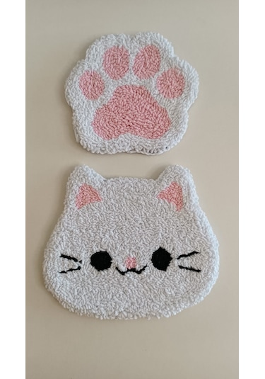 Kedi Bardak Altlığı & Gözlük Tutucu Seti