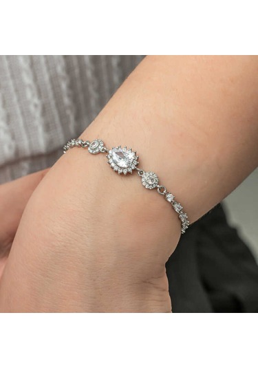 925 Ayar Gümüş Damla Su Yolu Kadın Bileklik Gümüş