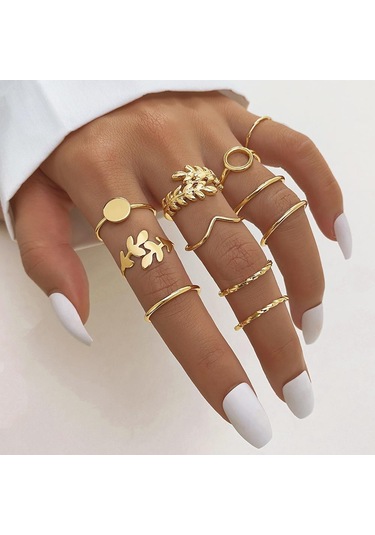 Avrupa Frangı Kelebek Yıldız Yüzük Seti Moda Yaz Bohemian Altın Lüks Kucaklama Aşk Kadın Yüzük Seti Parti Doğum Günü Hediyesi 9 Altın