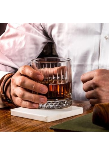 330 Cc Italy Serisi Büyük Kadeh Viski Bardağı 4 Adet Viski Taşı Hediyeli Beyaz