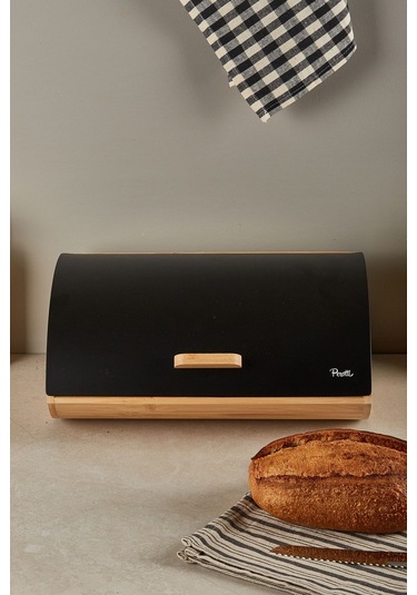 Dino Bambu Ekmek Dolabı Siyah
