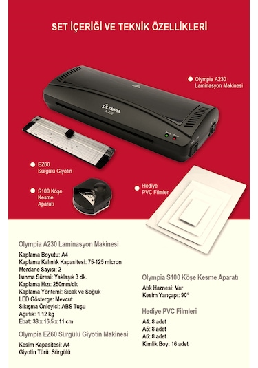 Olympia A230 4 in 1 A4 Laminasyon Makinesi
