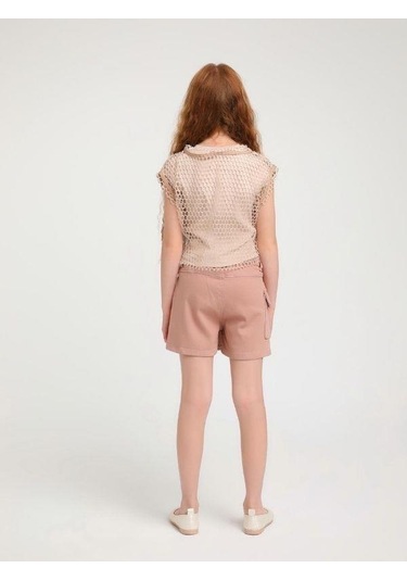 Kız Çocuk Tasarım File Bluz İç Bluz Hariçtir -15978 Bej