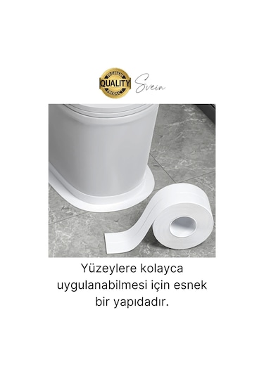 Ekstra Kalın 3.35 Mt Banyo Küvet Duşakabin Mutfak Tezgah Lavabo Su Sızdırmaz Kenar Bandı Beyaz Bant
