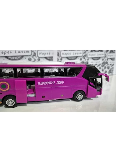 Metal Yolcu Otobüsü Oyuncak Sesli Işıklı 19 Cm Kapı Açılır Çekbır