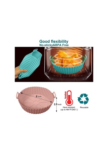 Air Fryer Silikon Tencere, 2 Adet Air Fryer Silikon Kaplamalar Yuvarlak Diğer