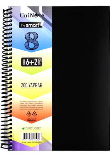 Çınar Im Smart A4 6+2 200 Yaprak Plastik Kapak Spiralli Ayraçlı Defter 62058