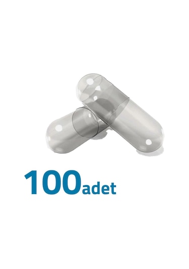 Büyük Boy Şeffaf Boş İlaç Kapsülü 00'' 100 Adet-1000mg Helal Sertifikalı