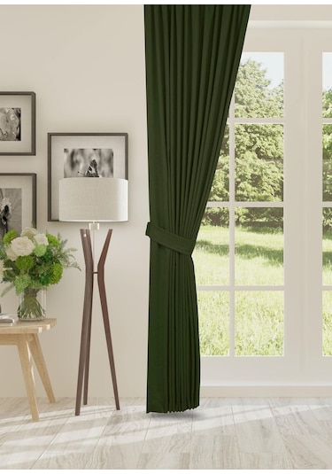Cheap's Home Petek Dokulu Kadife Dokuma Sık 1 X 3 Pileli Fon Perde Çimen Yeşili