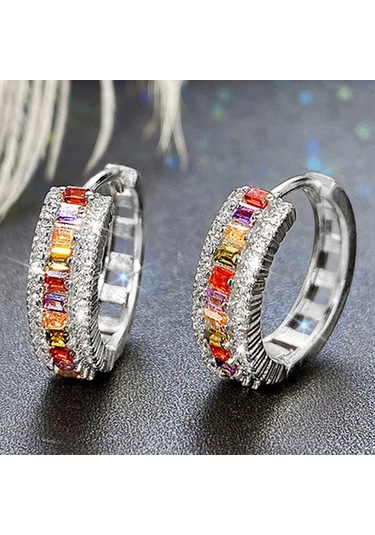 Prosperlink Lüks Mavi Kübik Zirkonya Küpe - Düğün, Parti Aksesuarı, Kadınlar İçin Hediyevermeılbeyaz0,11 Ct - 0,15 Ct14 Ayargümüşfl - If