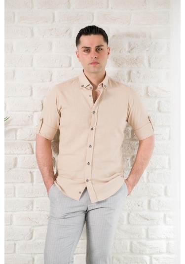 Advante Yaka Düğmeli Dokulu Slimfit Erkek Gömlek 001