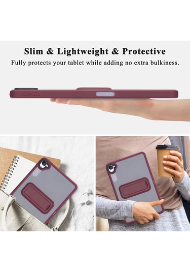 Xiaomi Pad Mini Kickstand Tpu + Pc Skin-touch Tablet Kılıfı - Şarap Kırmızısı Tablet Kılıfı