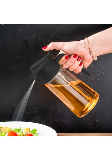 Porsima Alk-3159 Çok Amaçlı Cam Sprey Şişe Yağlık Yağdanlık Siyah