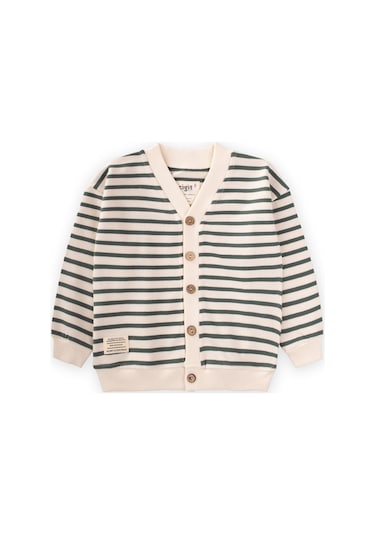 Cigit Çizgili Hırka 2-10 Yaş Haki Yeşil Haki