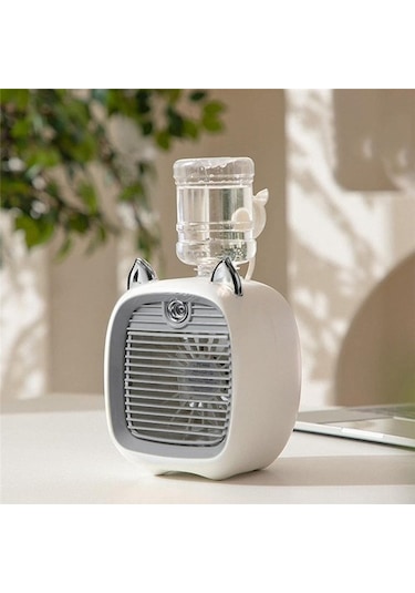 Sulu Klima Fanı, Mini Fan, Usb Fan, Masaüstü Turbo Sprey Nemlendirme Soğutucu Gri Ve Beyaz Heı3vt Var Ayaklı 5 Adetten Az
