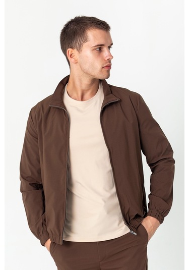 Erkek Rahat Kesim Beli Lastili İçi Astarlı Klasik Baharlık Mont Koyu Kahve