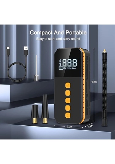 Willowhaven 3000mah Power Bankli Kablosuz Taşınabilir Araba Kompresörü Dijital Led Ekranlı 150 Psı