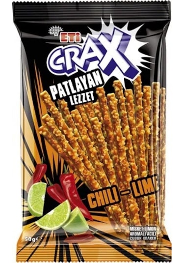 Eti Crax Patlayan Lezzet Acılı Ve Misket Limonlu Kraker 20 x 50 G