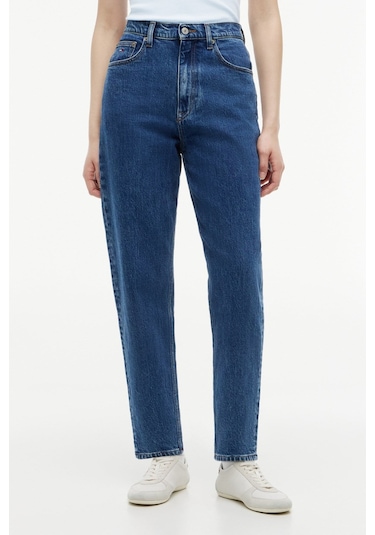 Tommy Hilfiger 90'lar Tarzı Yüksek Bel Dar Paça Mom Jean Bj4133-16255 Mavi