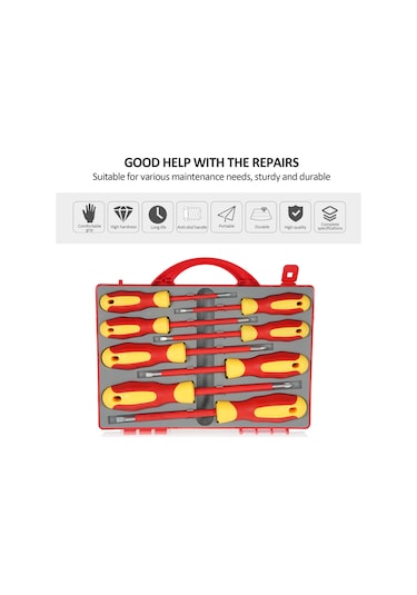 Wezone Penggong 8'li İzole Tornavida Seti: 4 Phillips + 4 Düz Uç, Çelik-trp-pp Malzeme, 9715 Modeli, Kırmızı+sarı Kutulu