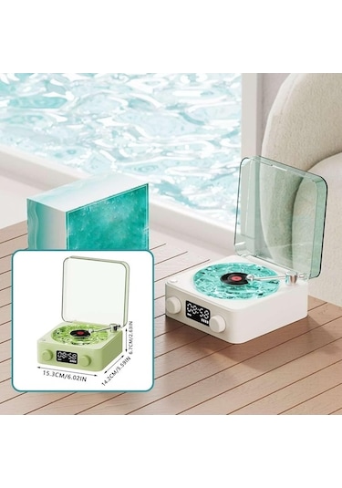 Vintage Vinil Plak Çalar Bluetooth Hoparlör Ayarlanabilir Işıklı Kablosuz Taşınabilir Retro Vinil Plak Çalar