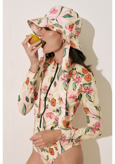 Bağlamalı Bucket Şapka Pure Floral Pure Floral