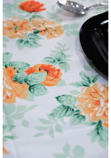 Sufre Sıvı Geçirmez Masa Örtüsü Sofra Bezi Sofra Örtüsü Piknik Örtüsü Turuncu Güller