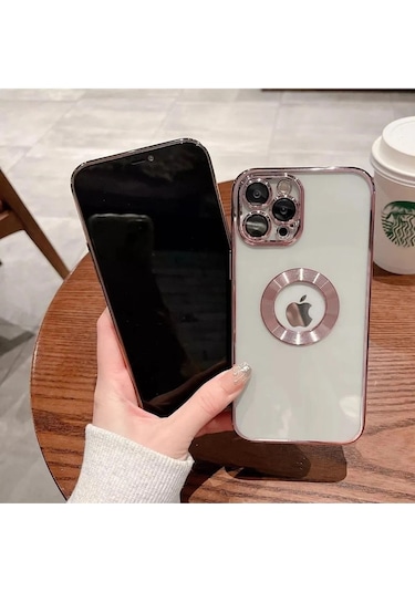 İphone 14 Promax Uyumlu Extra Kamera Korumalı Kamerası Cam Lensli Lazer Lüx Kılıf Kapak Tam Koruma Pembe