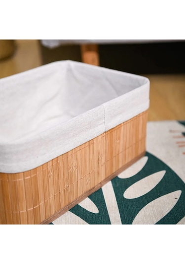 3'lü Bambu Çok Amaçlı Sepet Dikdörtgen Natural