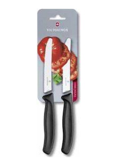 Victorinox 6.7833.b 11cm Siyah 2li Tırtıklı Domates Ve Sofra Bıçağı, Blisterli Paket