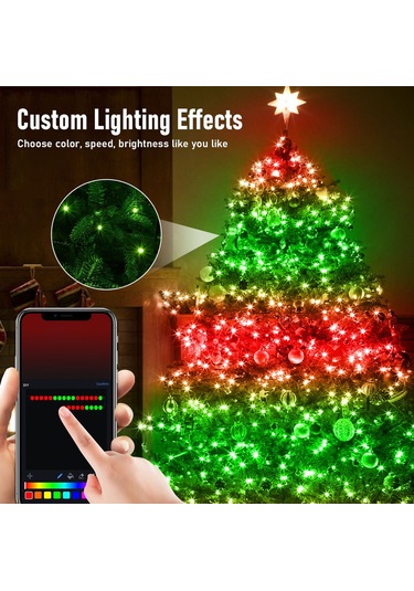 App Akıllı Led Işık Dize Rgb Noel Ağacı Dekorasyon Açık Bahçe Çiti Noel Tatili Işık Dize 20 Metre 200 Işık Çok Renkli