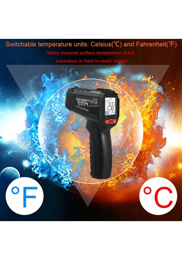 Springsun Kızılötesi Termometre -30 380 -22 716 Temassız Dijital Lazer Sıcaklık Ölçüm Makinesi Hd Arka Aydınlatmalı Lcd