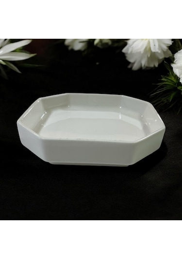 Tekbir 10.2x10.2x2 Cm Porselen Sunum Tabağı Beyaz