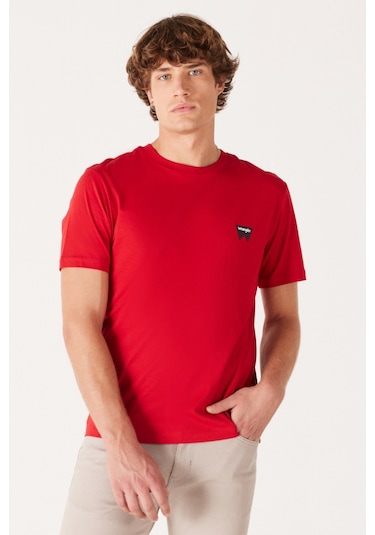 Regular Fit Normal Kesim Bisiklet Yaka Kırmızı Tişört W70Md33Uu Kırmızı